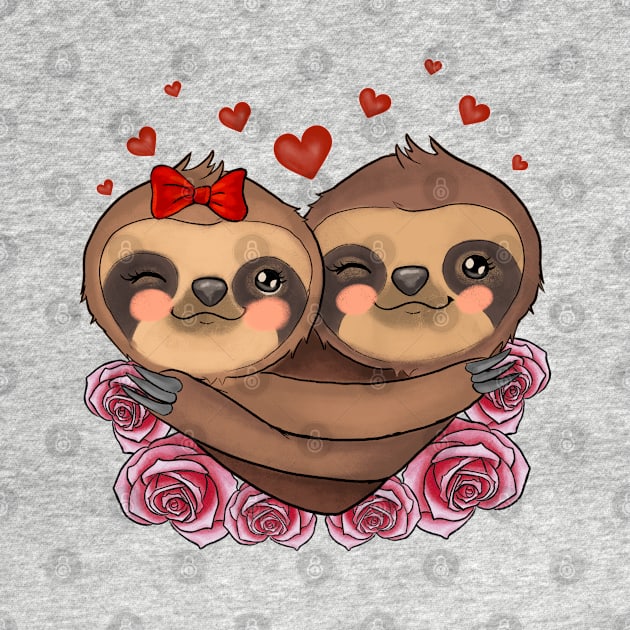 Sloth Couple Heart Love Valentine Day by luxembourgertreatable